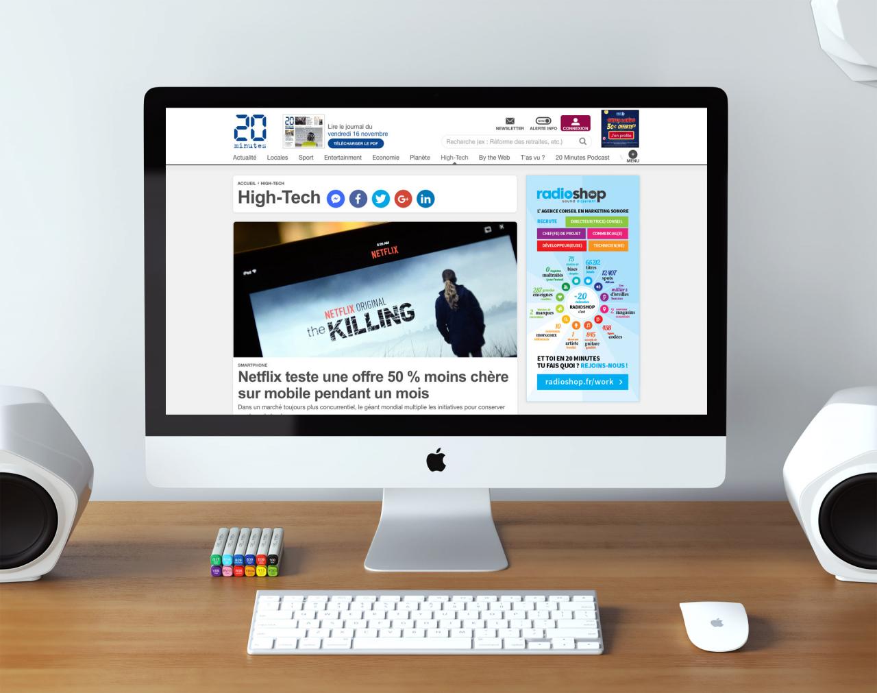 Réalisation publicité bannière web site internet journal 20minutes